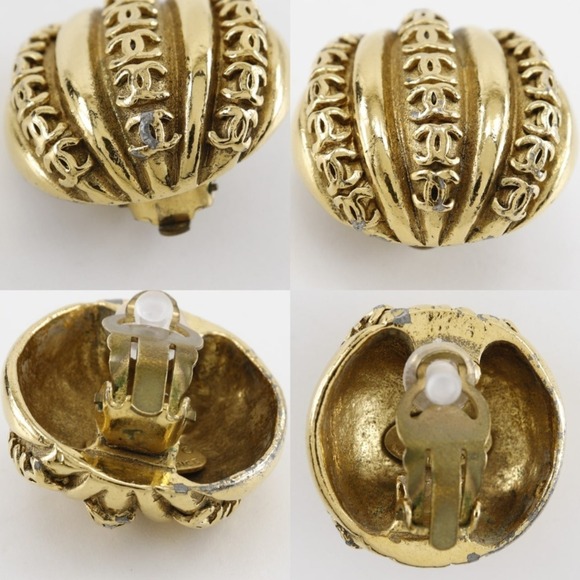 CHANEL Gold Logo Earrings - Picture 5 of 7